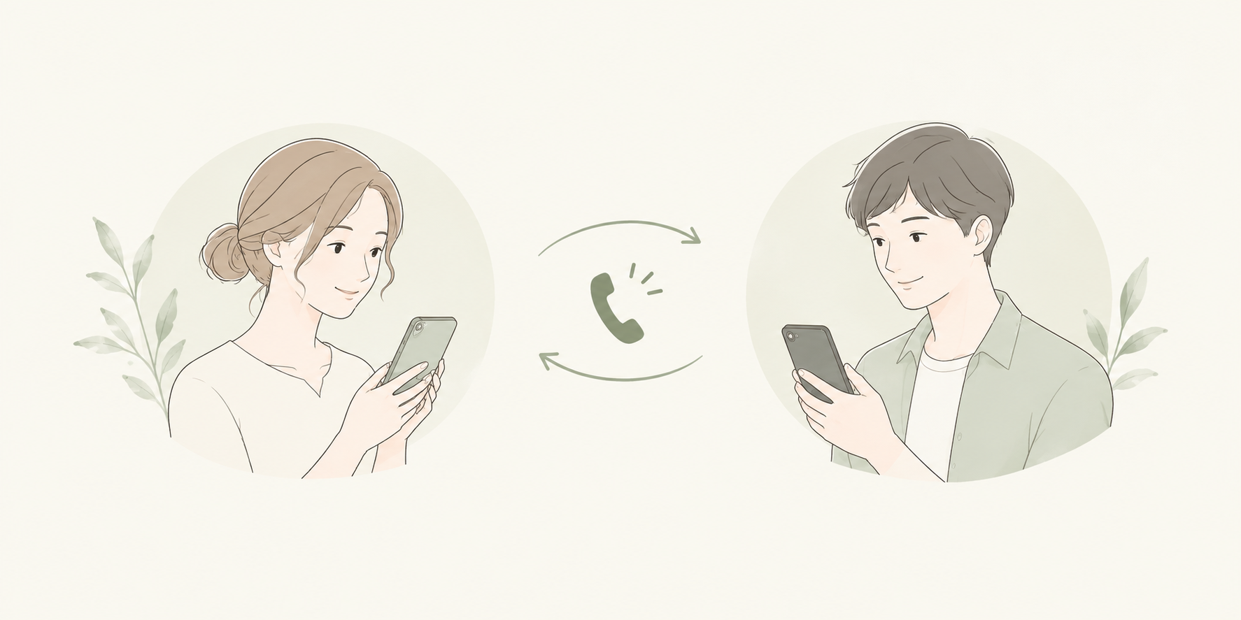 同じ相手との通話・再通話・折り返しを表す線画
